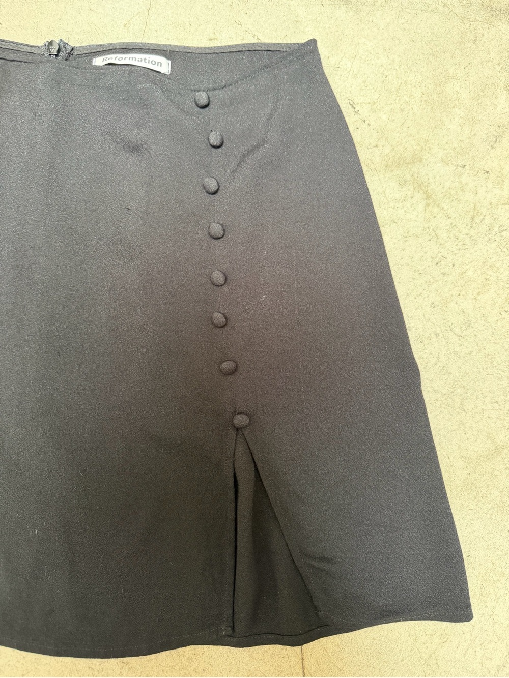 Reformation Black Mini Skirt with Side Button Detail size 10 - Picture 6 of 8